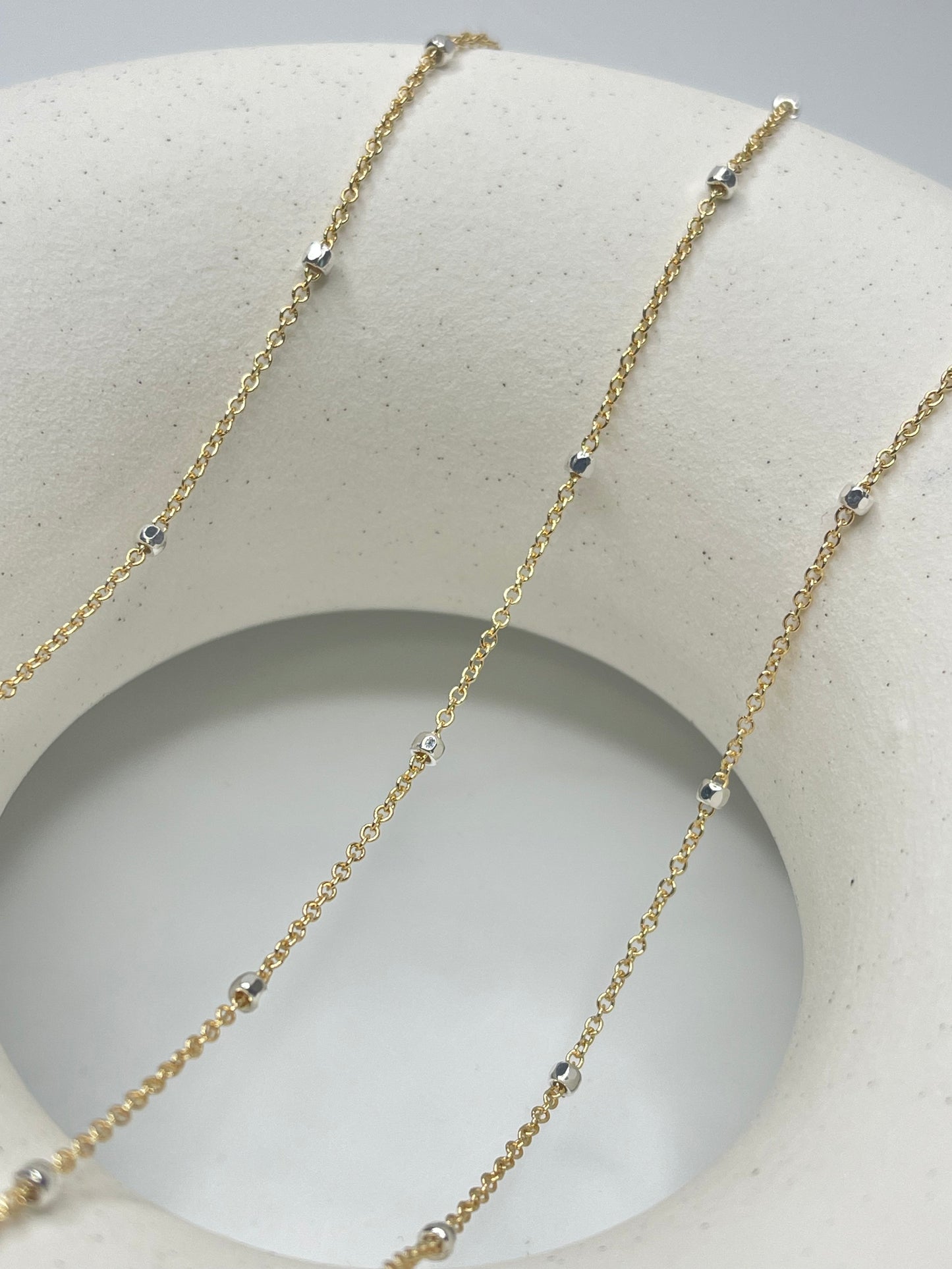 Gold Chain Silver Bead - Gold Filled