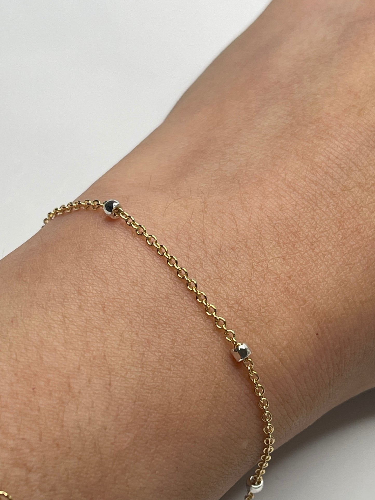 Gold Chain Silver Bead - Gold Filled