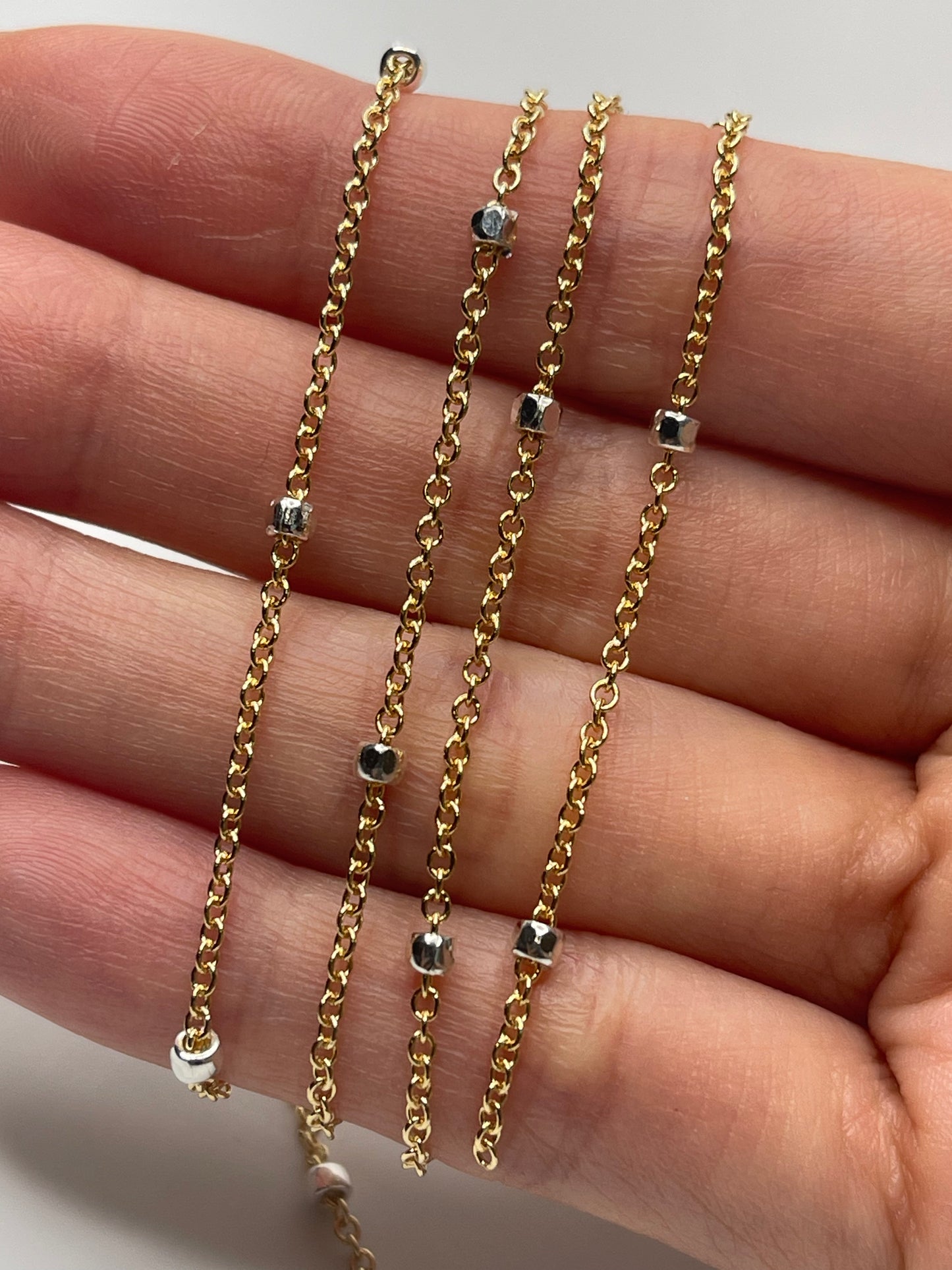 Gold Chain Silver Bead - Gold Filled